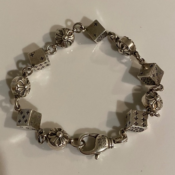 Chrome silver 925 bracelet crosses CH dice - Picture 3 of 4